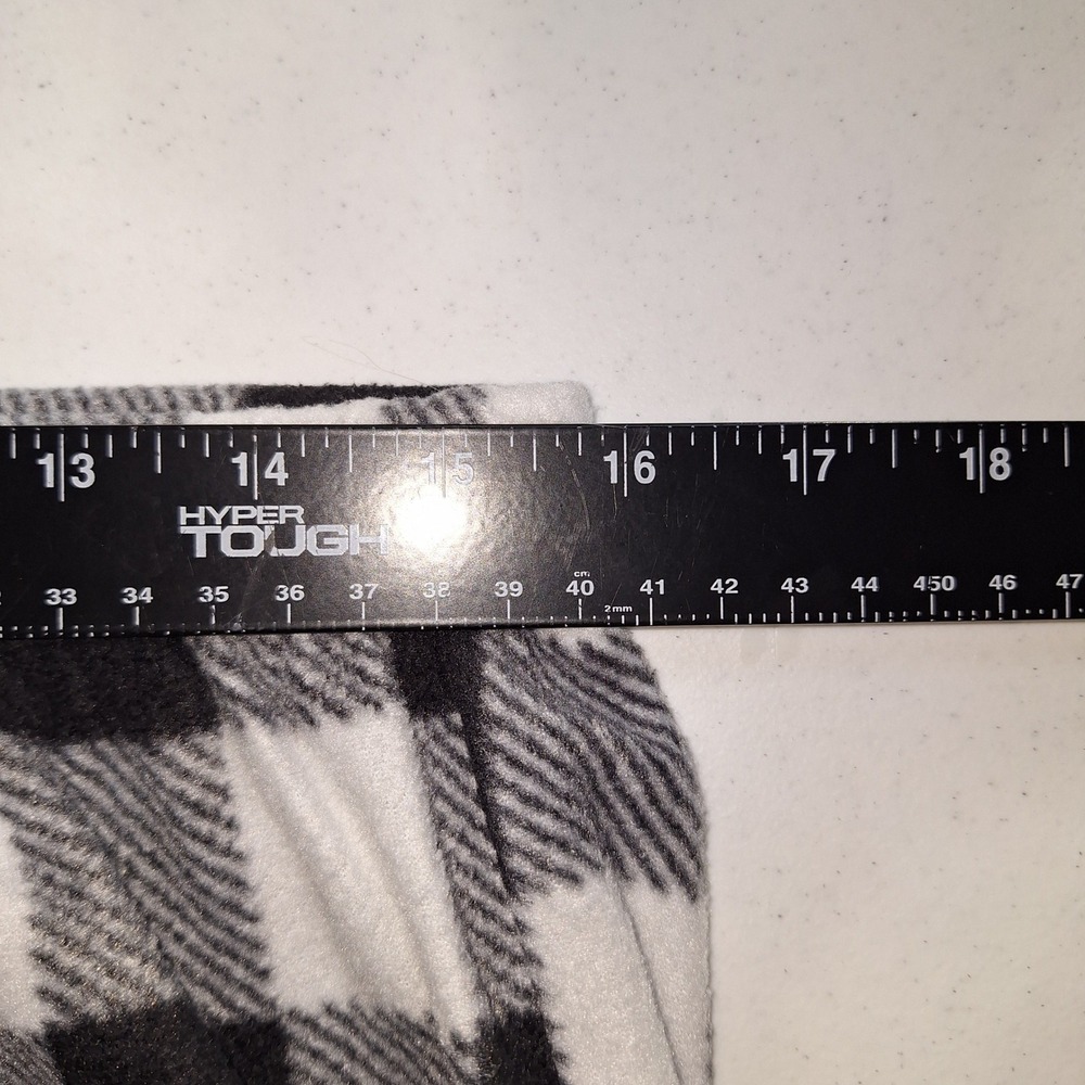 Buffalo Plaid Fleece Pajama Pants Black White Red Cuffs Size M Lumberjack - Picture 5 of 10